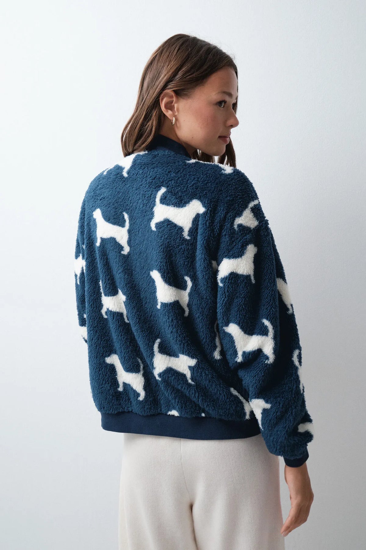 Women Secret Blue Print Women Blue Fluffy Dog Jacket SKU: 3144625_19 Image 07