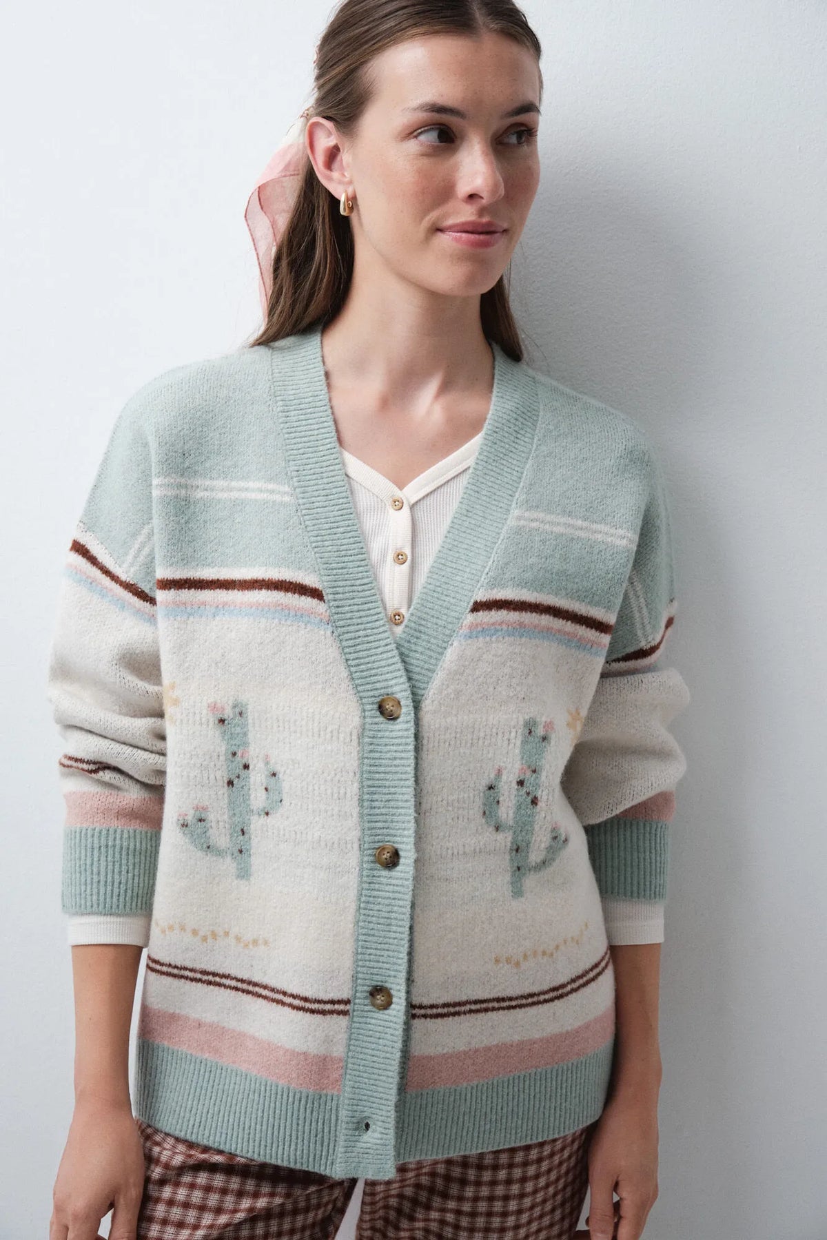 Women Secret Multicoloured Women Short Knit Cardigan Robe SKU: 3144631_98 Image 01