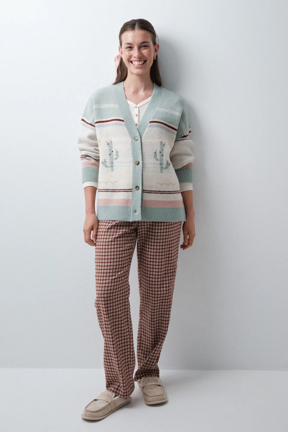 Women Secret Multicoloured Women Short Knit Cardigan Robe SKU: 3144631_98 Image 03