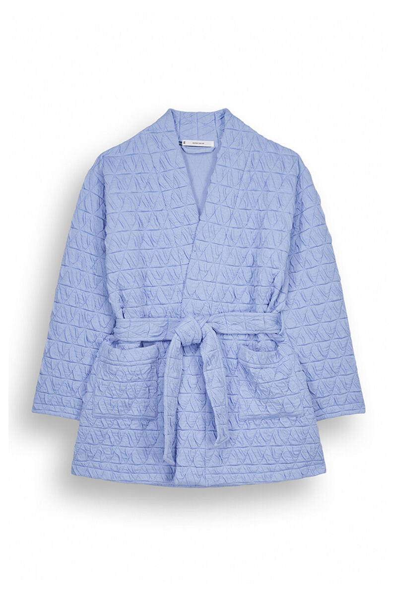 Light Blue Quilted Wrap Short Robe_06