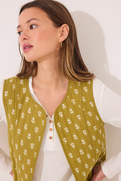 Women Secret_Reversible Gilet 100% Cotton Green Stamps_3149937_97_05