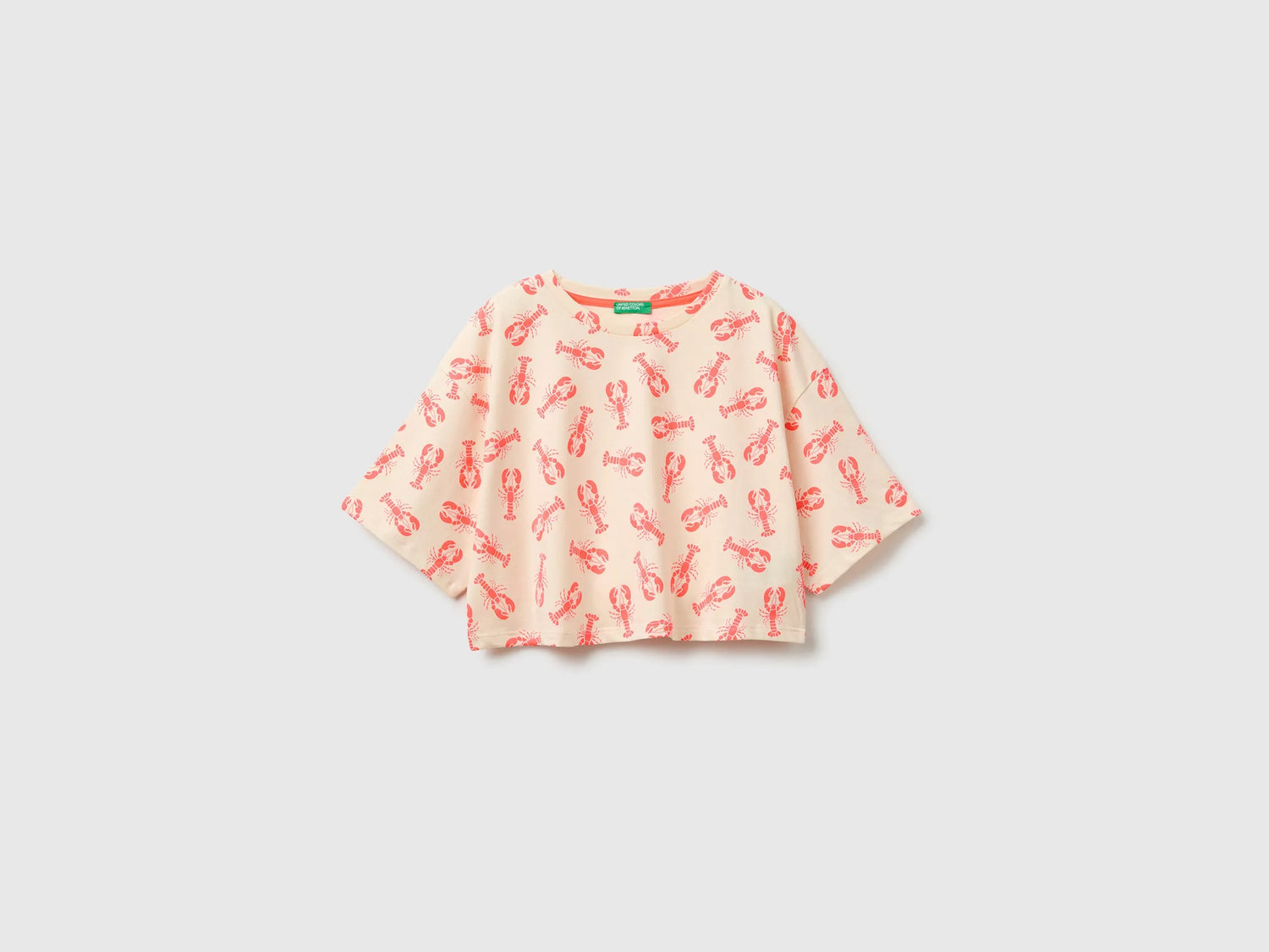 Benetton Multi-Color Girls Printed Cropped T-Shirt SKU: 31M0C10TW_72T Image 01
