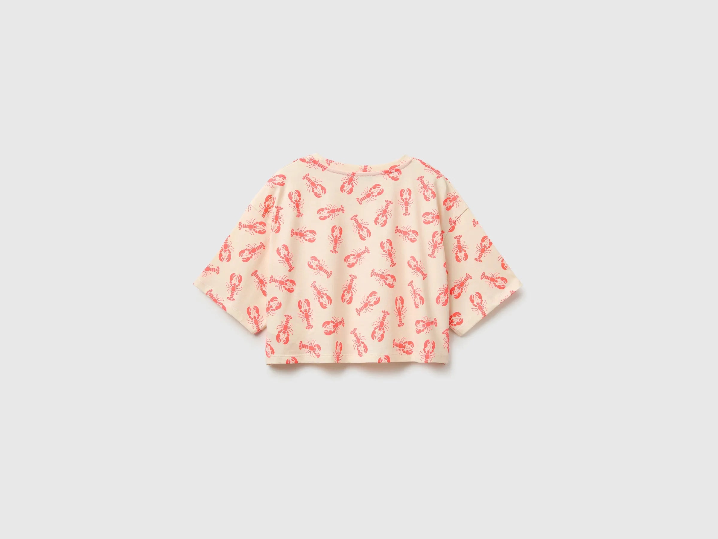 Benetton Multi-Color Girls Printed Cropped T-Shirt SKU: 31M0C10TW_72T Image 02