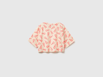 Benetton Multi-Color Girls Printed Cropped T-Shirt SKU: 31M0C10TW_72T Image 02