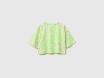 Benetton Green Girls Printed Cropped T-Shirt SKU: 31M0C10TW_72V Image 02