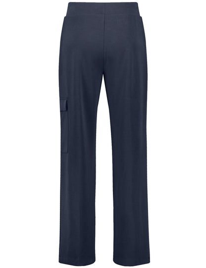 Sand-Washed Pull-On Trousers with A Cargo Pocket_322190-44020_80890_03