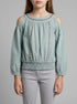 Springfield Green Girls Cut-Out Shoulder Blouse SKU: 3253362_29 Image 00