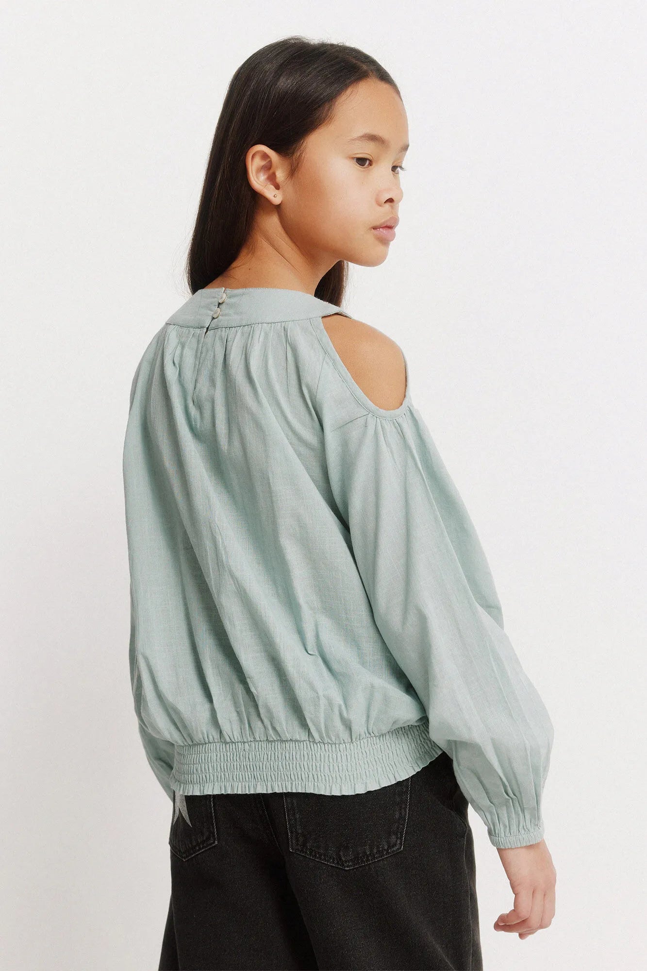 Springfield Green Girls Cut-Out Shoulder Blouse SKU: 3253362_29 Image 05