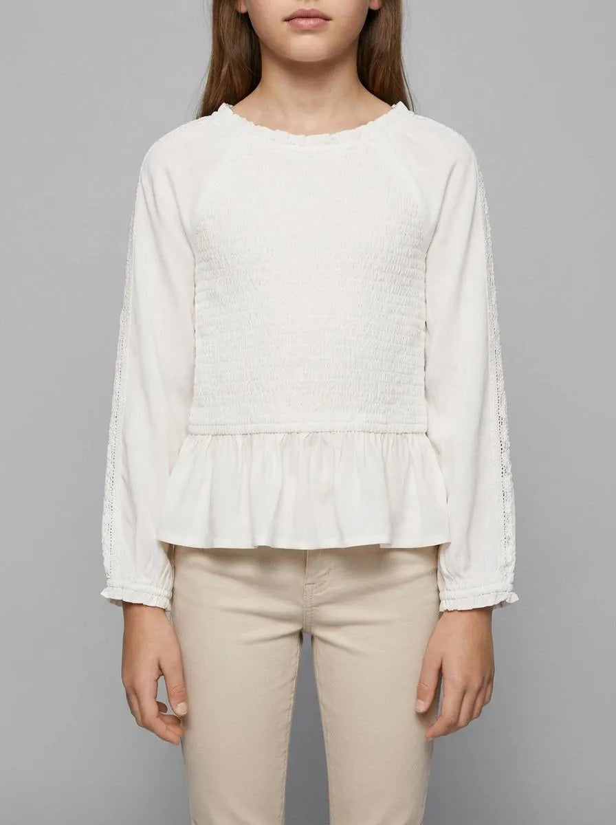 Springfield White Girls Smocked Blouse SKU: 3253363_99 Image 00
