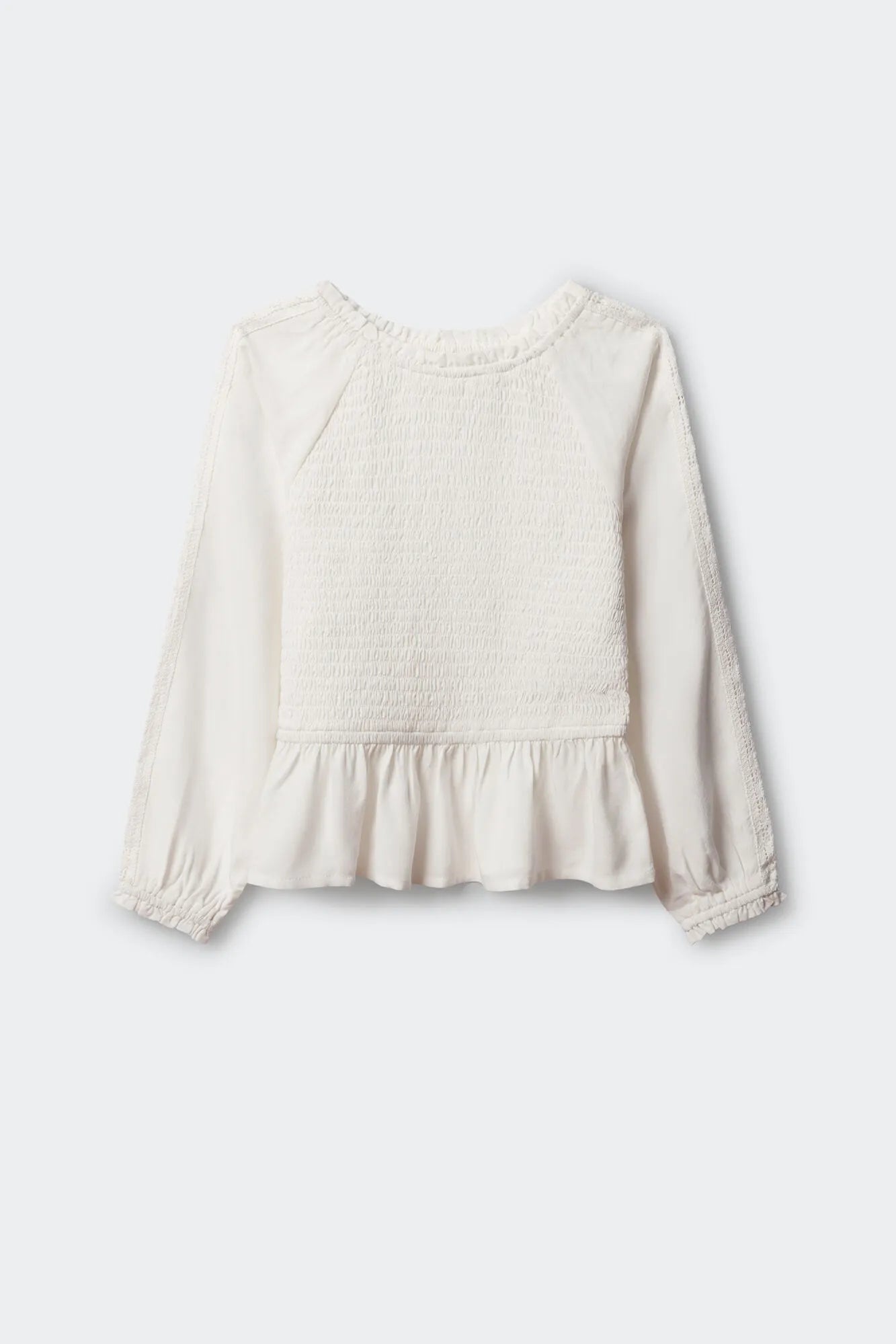 Springfield White Girls Smocked Blouse SKU: 3253363_99 Image 01