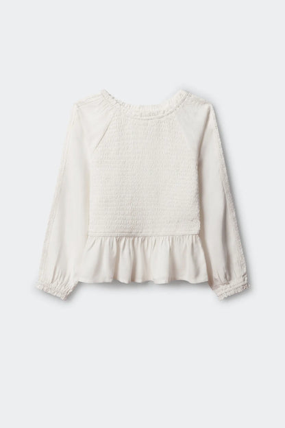 Springfield White Girls Smocked Blouse SKU: 3253363_99 Image 01