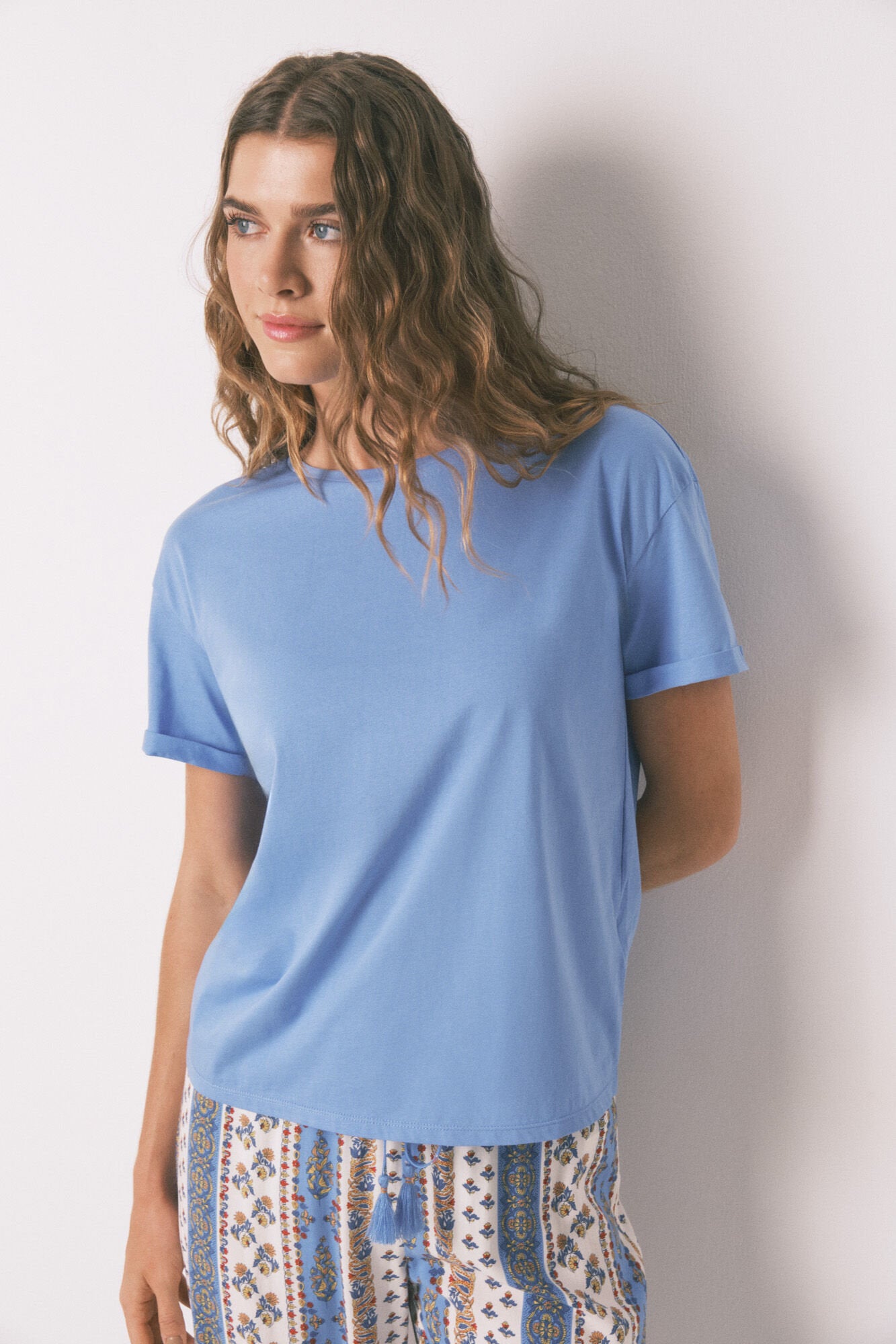 Women Secret_100% Cotton Blue T-Shirt_3272259_15_01