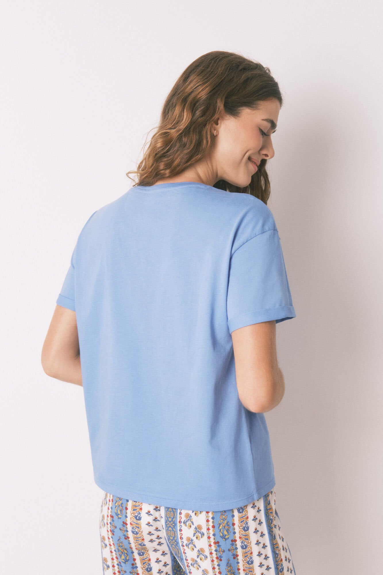 Women Secret_100% Cotton Blue T-Shirt_3272259_15_03