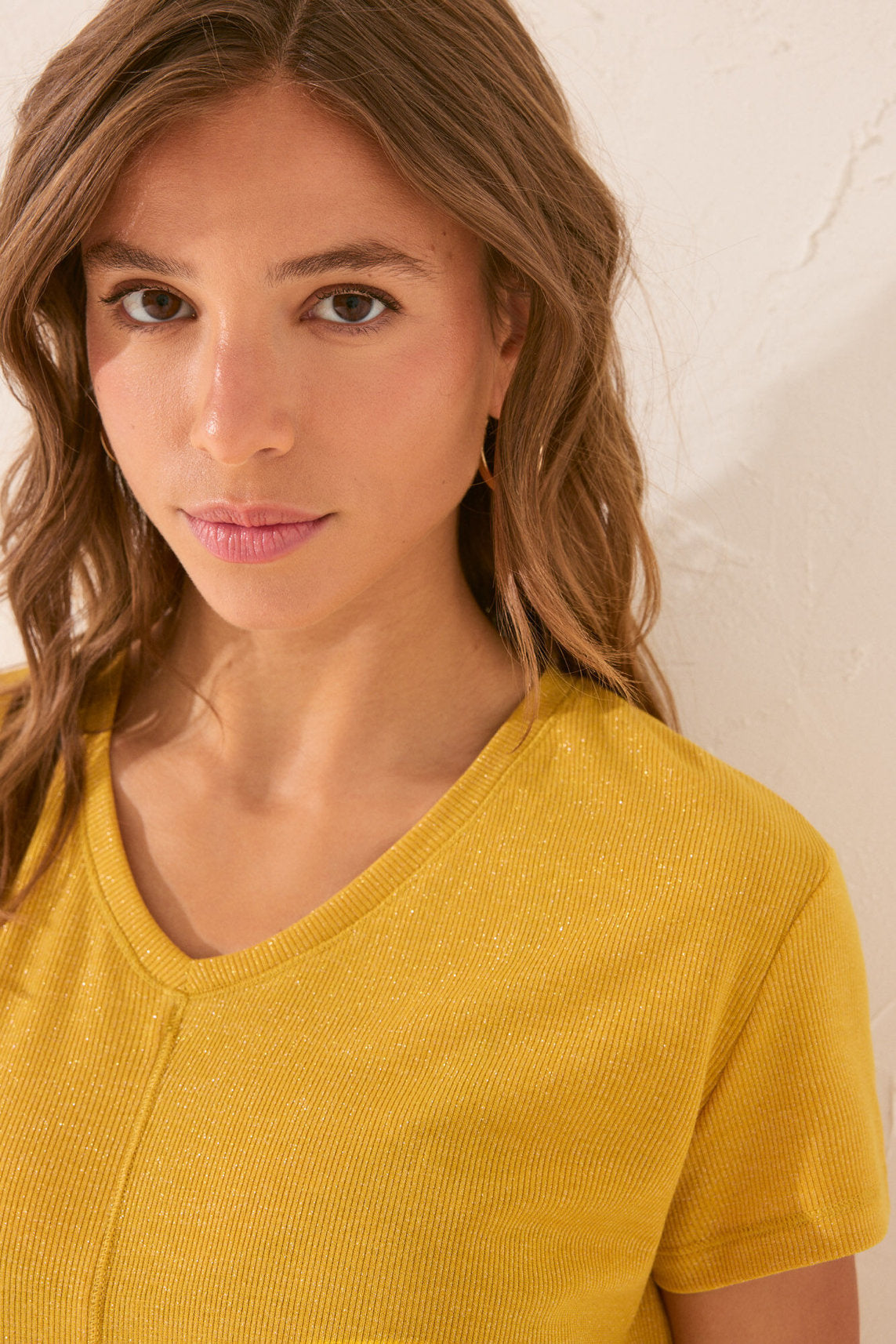 Women Secret_Short Sleeve Ribbed T-Shirt with Gold Lurex_3272260_08_04