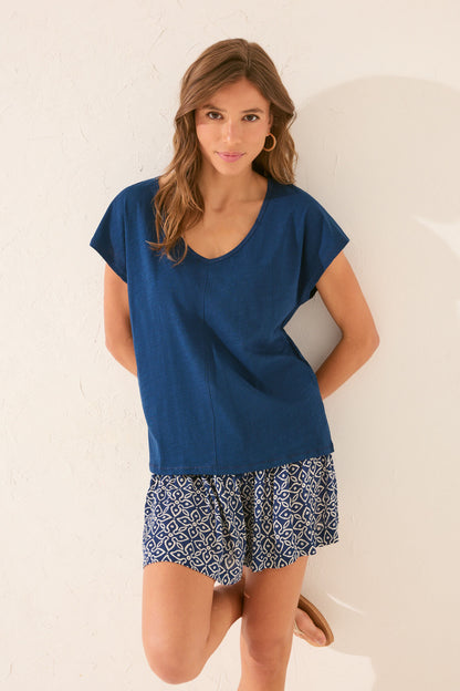 Women Secret_Blue Glitter Short Sleeve T-Shirt_3272264_15_04