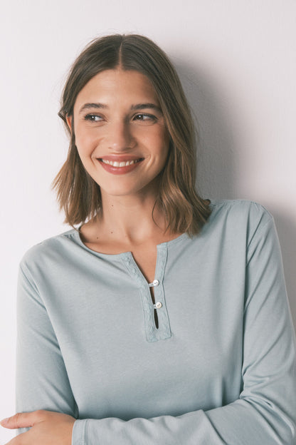 Women Secret_Green_Long Sleeve 100% Cotton Green T-Shirt_3272274_28_02