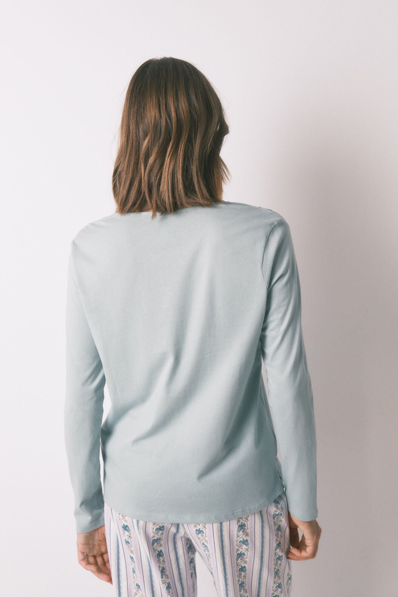 Women Secret_Green_Long Sleeve 100% Cotton Green T-Shirt_3272274_28_03