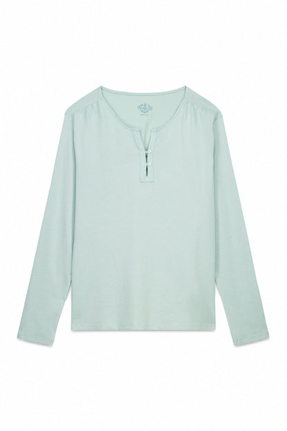 Women Secret_Green_Long Sleeve 100% Cotton Green T-Shirt_3272274_28_05