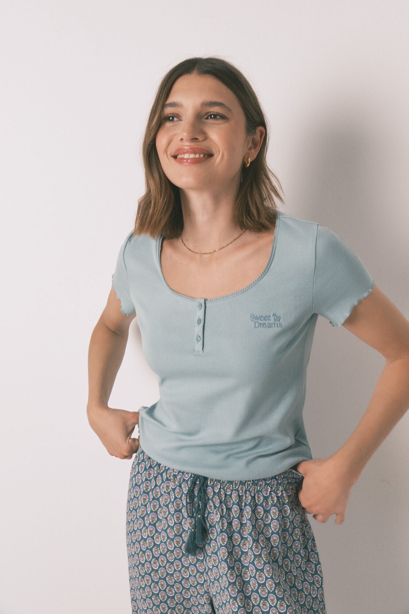 Women Secret_Green_Green Cotton Short Sleeve Sleeved T-Shirt_3272277_28_03