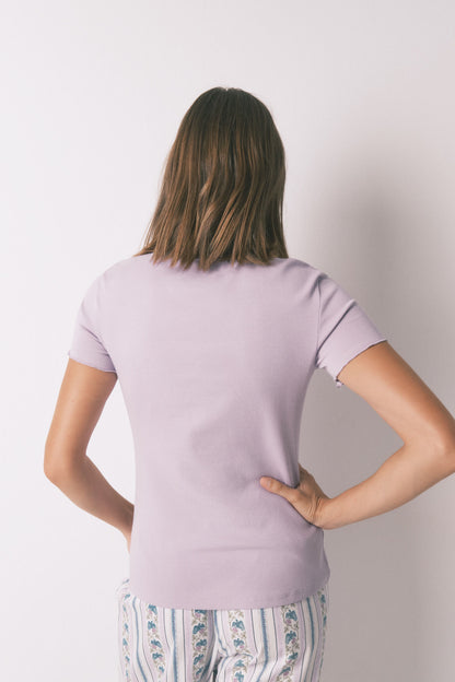 Women Secret_Purple/Lilac_Lilac Cotton Short Sleeve T-Shirt_3272278_76_03