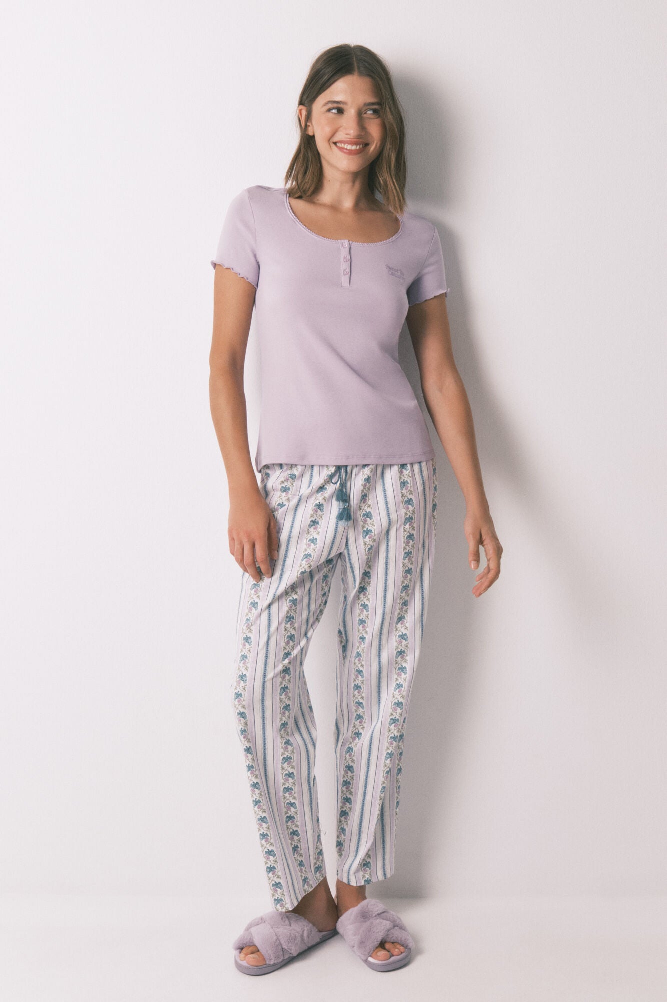 Women Secret_Purple/Lilac_Lilac Cotton Short Sleeve T-Shirt_3272278_76_04