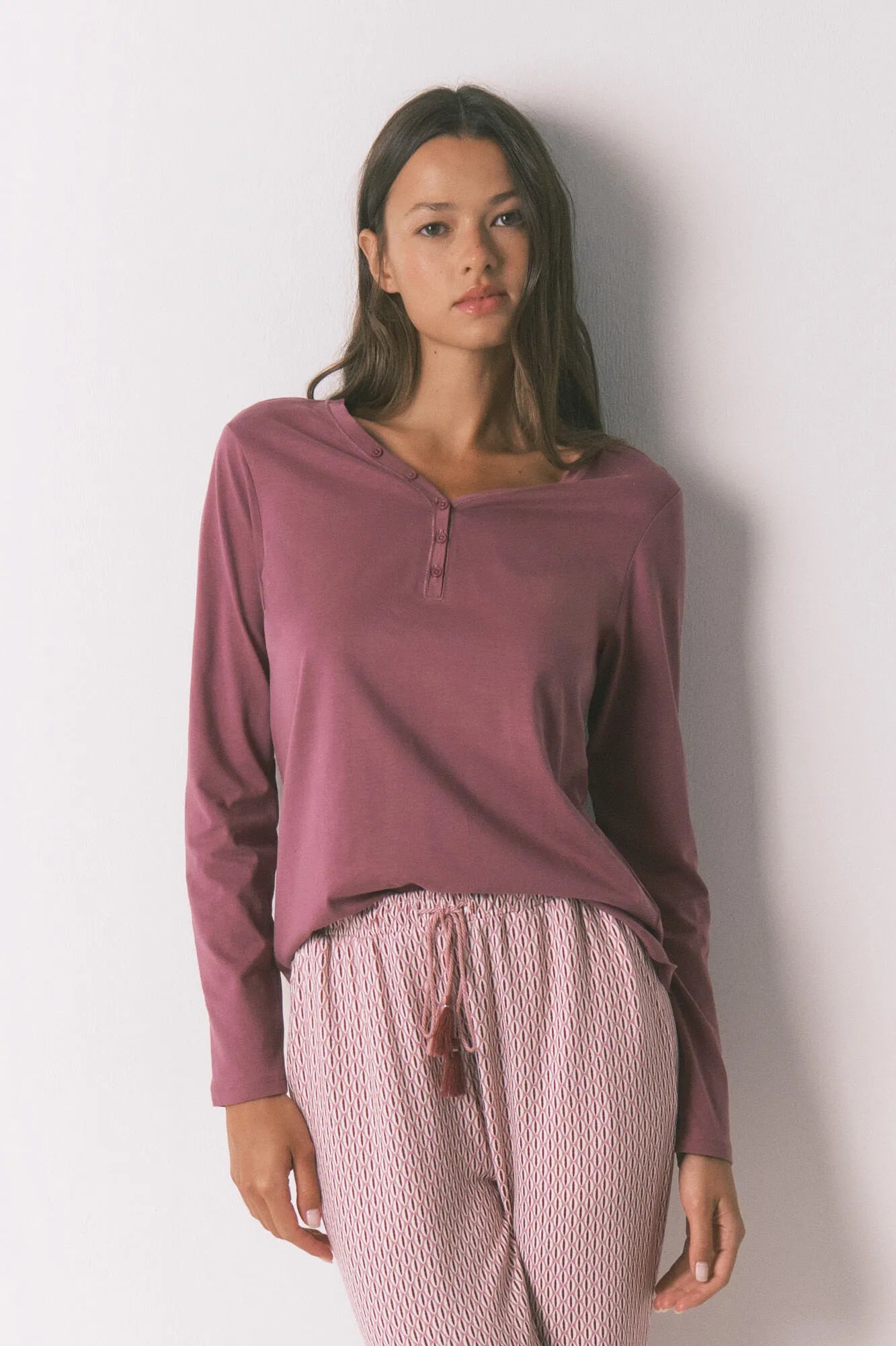 Women Secret_Red_Short Sleeve Brushed Cotton Maroon T-Shirt_3272281_68_02