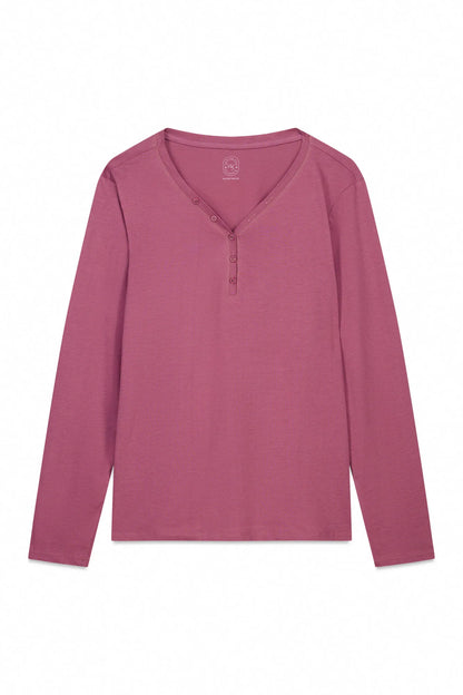 Women Secret_Wine_Long Sleeve Brushed Cotton Maroon T-Shirt_3272281_88_05