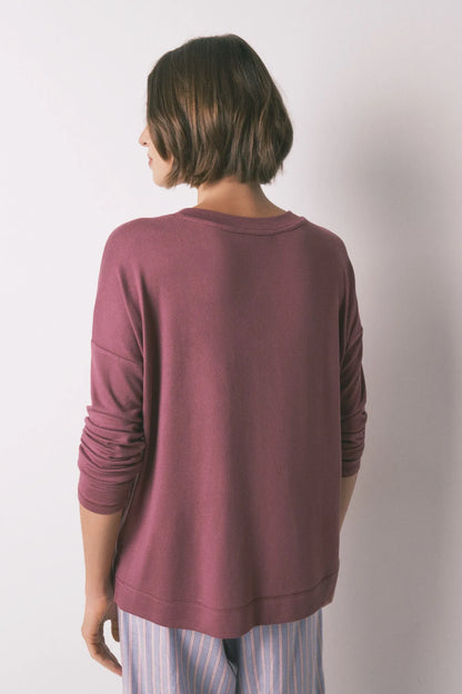 Women Secret_Wine_Loose Long Sleeve Maroon T-Shirt_3272289_68_03