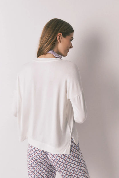 Women Secret_Beige_Loose Long Sleeve White T-Shirt_3272290_96_03