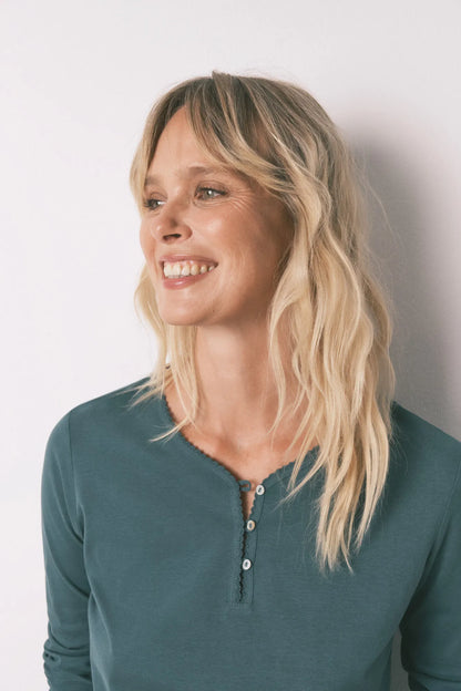 Women Secret_Bottle_Long Sleeve 100% Cotton Green T-Shirt_3272323_20_02