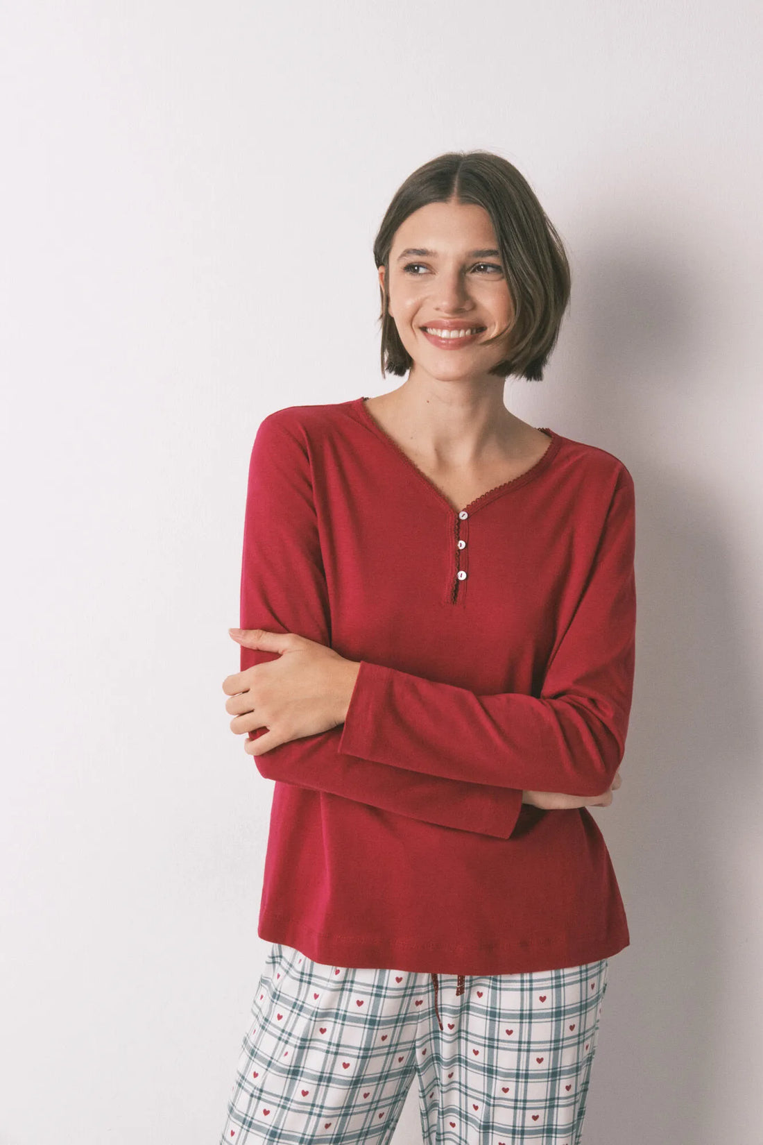 Women Secret_Red_100% Cotton Red Long Sleeve T-Shirt_3272324_61_01