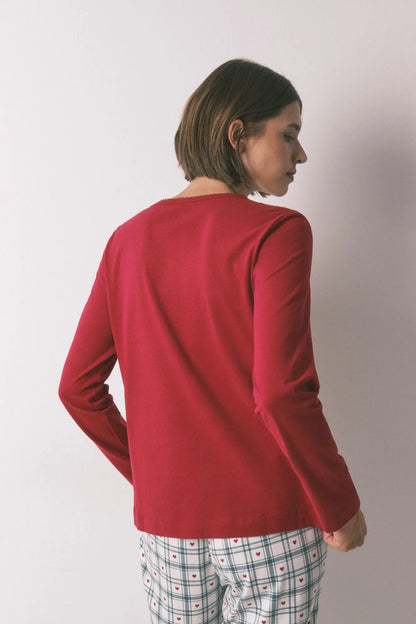 Women Secret_Red_100% Cotton Red Long Sleeve T-Shirt_3272324_61_04