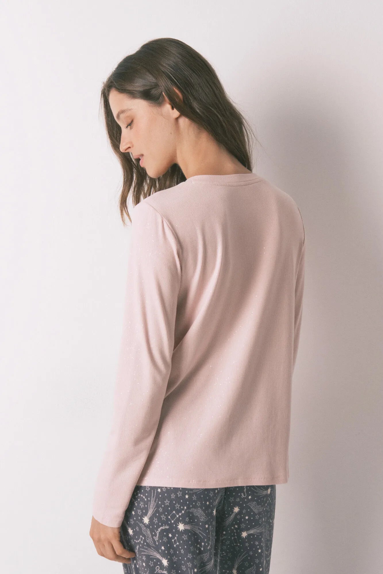 Women Secret_Pink_Long Sleeve Pink Glitter Viscose T-Shirt_3272329_70_04