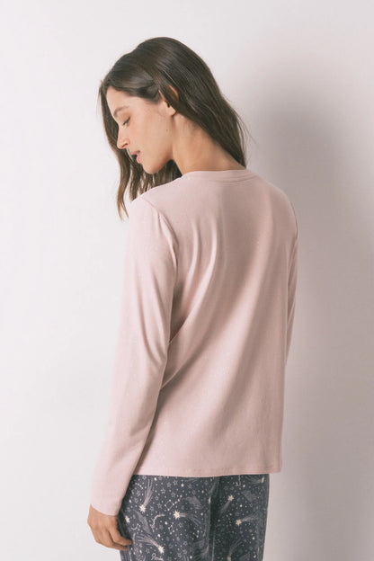 Women Secret_Pink_Long Sleeve Pink Glitter Viscose T-Shirt_3272329_70_04