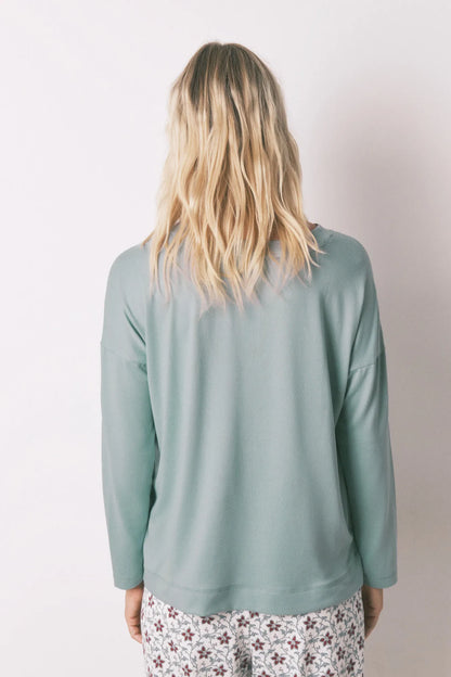 Women Secret_Green_Blue Suede Long Sleeve Jersey-Knit T-Shirt_3272332_23_03