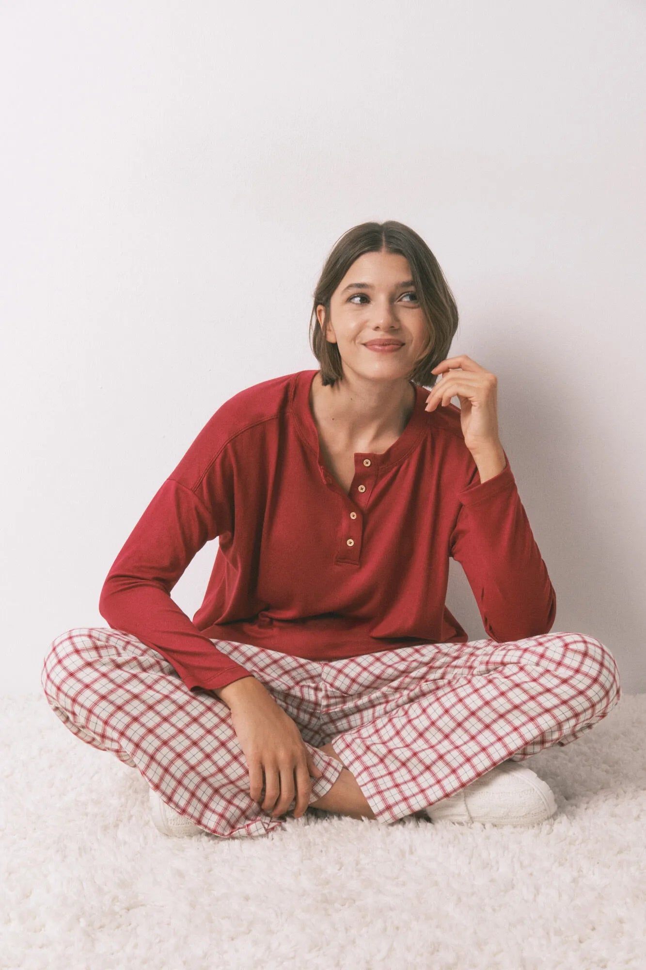 Women Secret_Red_Red Suede Long Sleeve Jersey-Knit T-Shirt_3272333_61_01