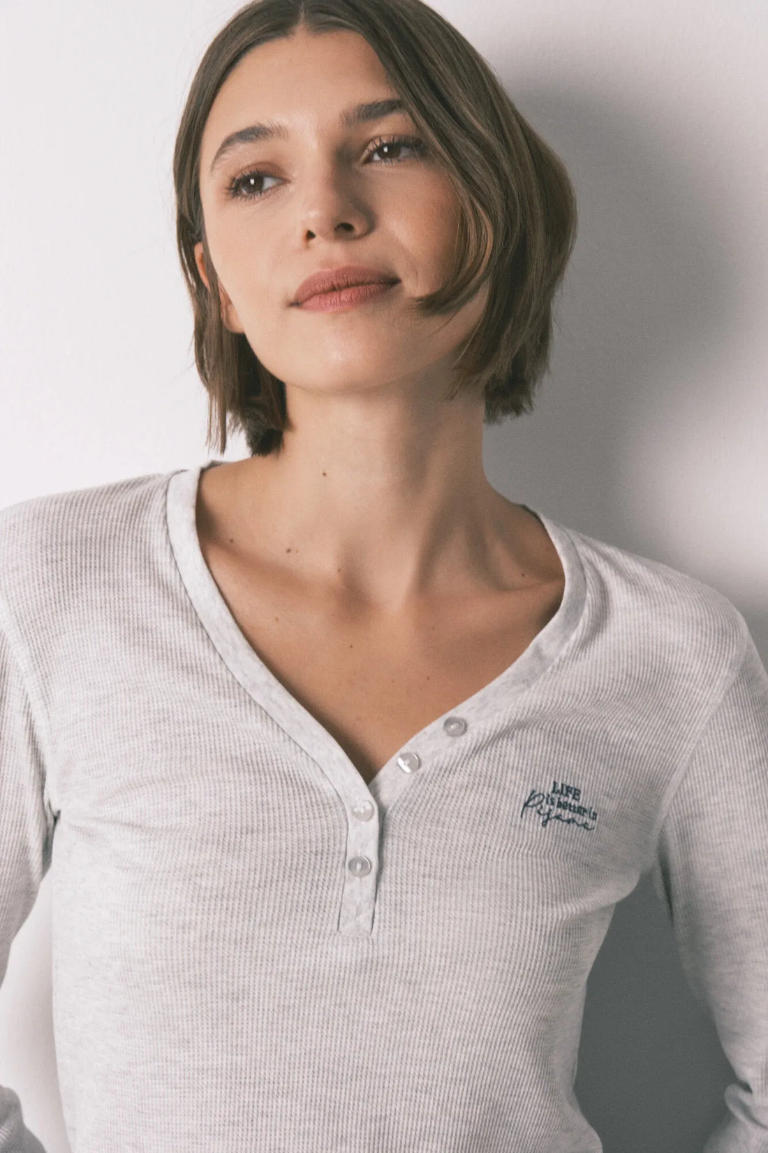 Women Secret_Light Grey/Silver_Grey Waffle Long Sleeve T-Shirt_3272334_48_02