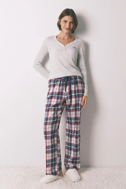 Women Secret_Light Grey/Silver_Grey Waffle Long Sleeve T-Shirt_3272334_48_03