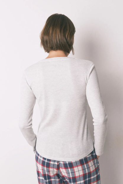Women Secret_Light Grey/Silver_Grey Waffle Long Sleeve T-Shirt_3272334_48_04