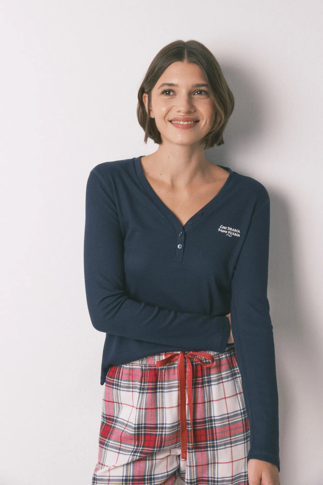 Women Secret_Dark Blue_Blue Waffle Long Sleeve T-Shirt_3272340_11_01