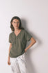 Women Secret_Dark Khaki_Green Cotton Ruched Short Sleeve T-Shirt_3273278_91_01