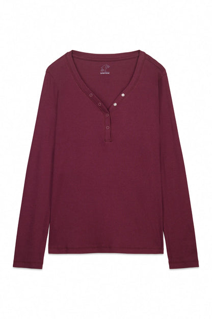 Women Secret_Wine_Burgundy Ribbed Cotton Long Sleeve T-Shirt_3273280_68_05