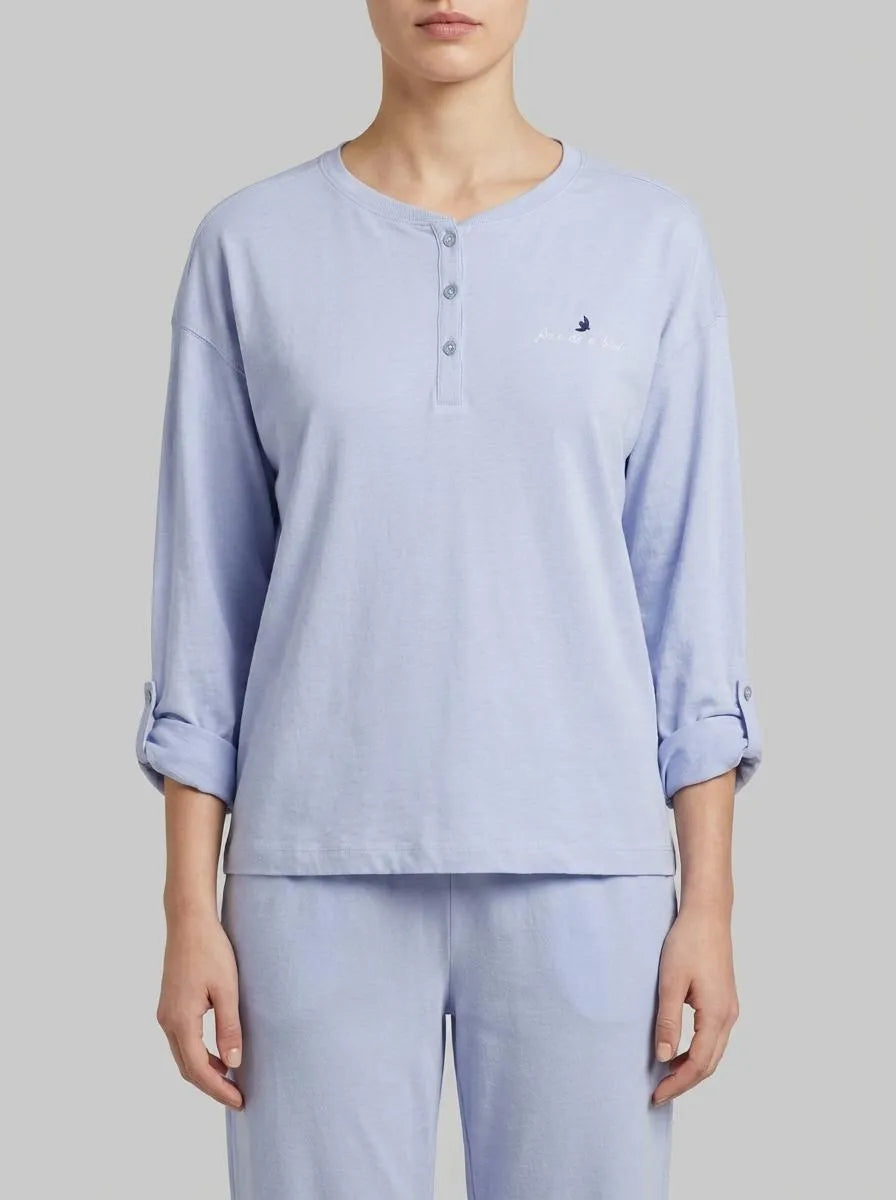Women Secret_Medium Blue_Blue 100% Cotton Long Sleeve T-Shirt_3273282_15_00