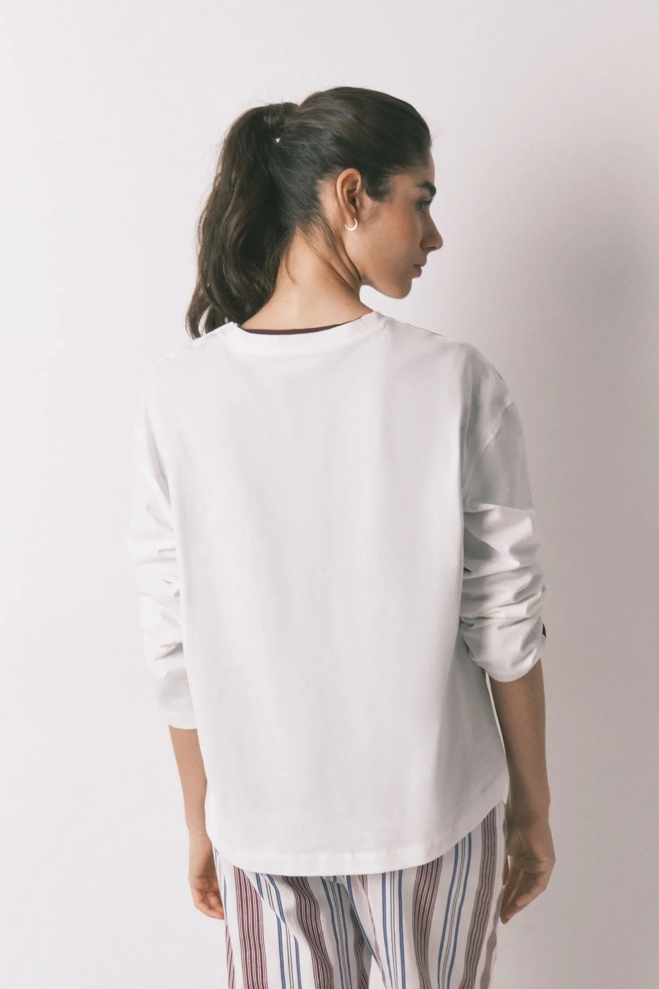 Women Secret Ivory Women White 100% Cotton 3/4 Sleeve T-Shirt SKU: 3273283_96 Image 04