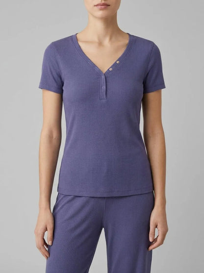 Women Secret_Light Blue_Blue Cotton Ribbed Short Sleeve T-Shirt_3273284_17_00