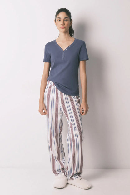 Women Secret_Light Blue_Blue Cotton Ribbed Short Sleeve T-Shirt_3273284_17_04