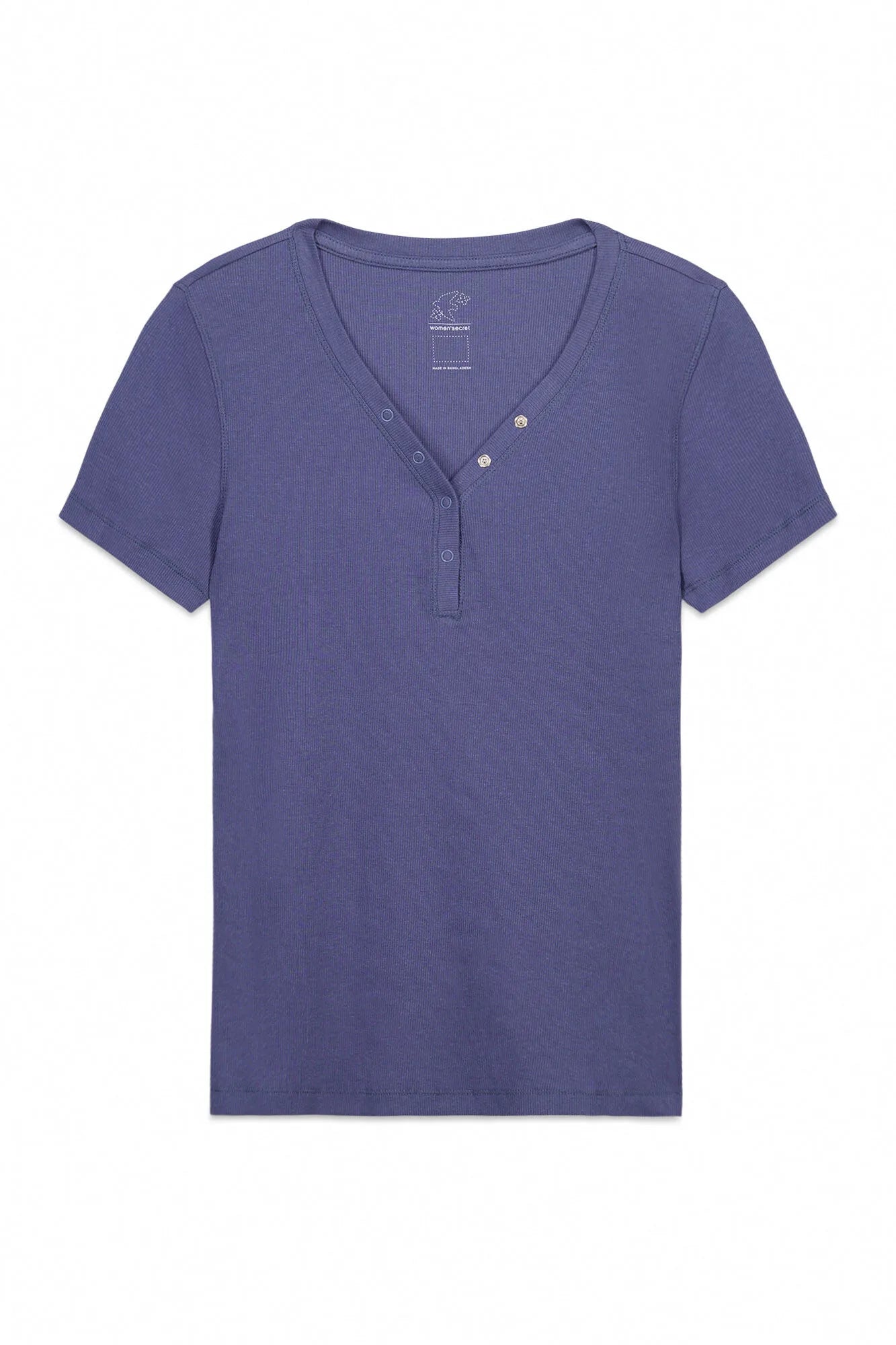 Women Secret_Light Blue_Blue Cotton Ribbed Short Sleeve T-Shirt_3273284_17_05