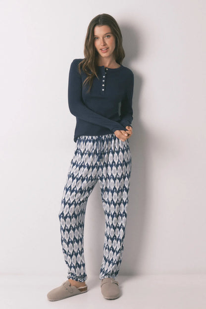 Women Secret_Navy_Blue Cotton Long Sleeve T-Shirt_3273285_10_02