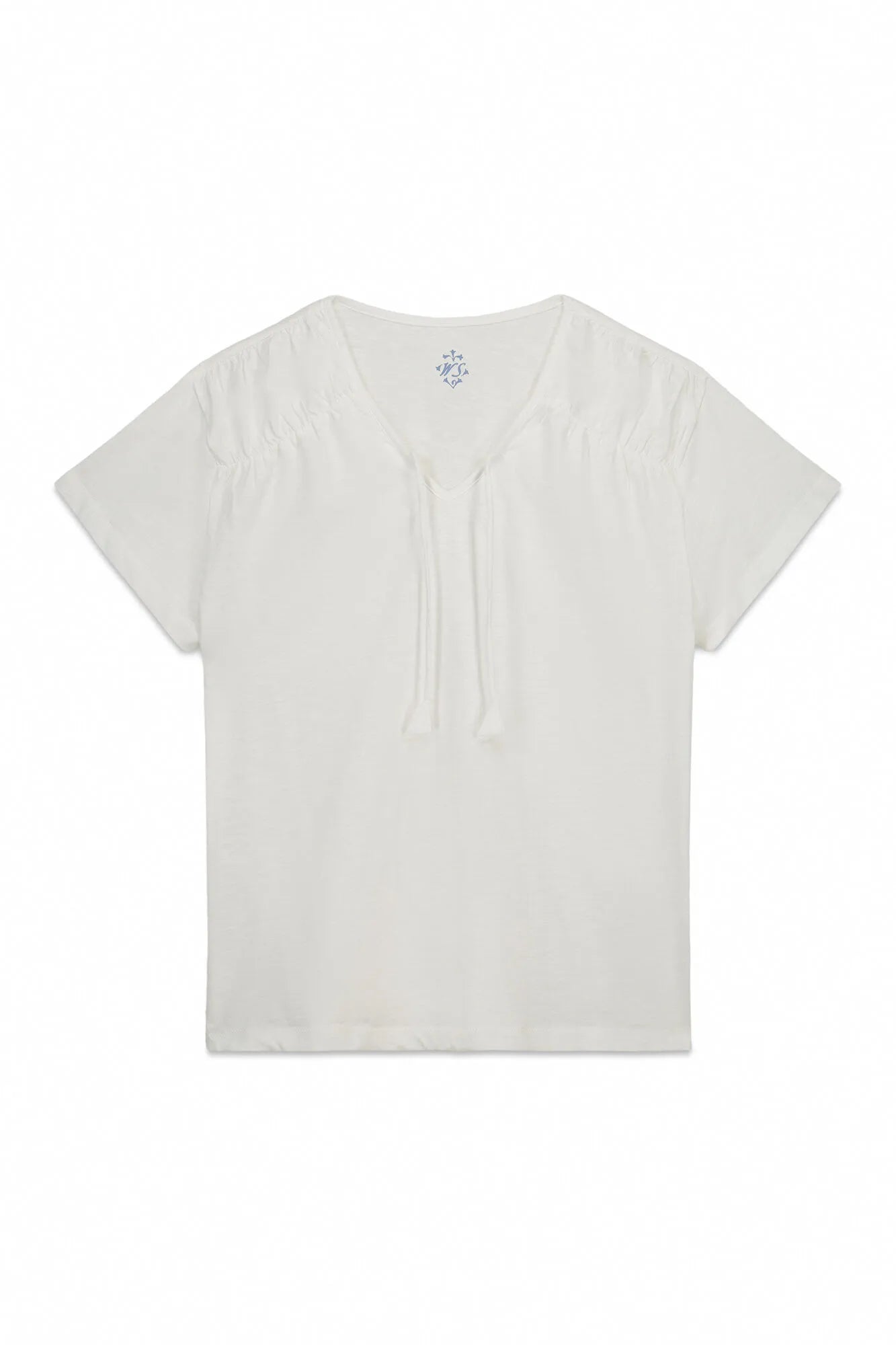 Women Secret_White_White Cotton Ruched Short Sleeve T-Shirt_3273287_96_05