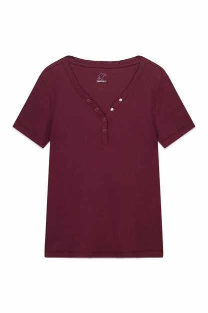 Women Secret_Wine_Burgundy Ribbed Cotton Short Sleeve T-Shirt_3273288_68_05